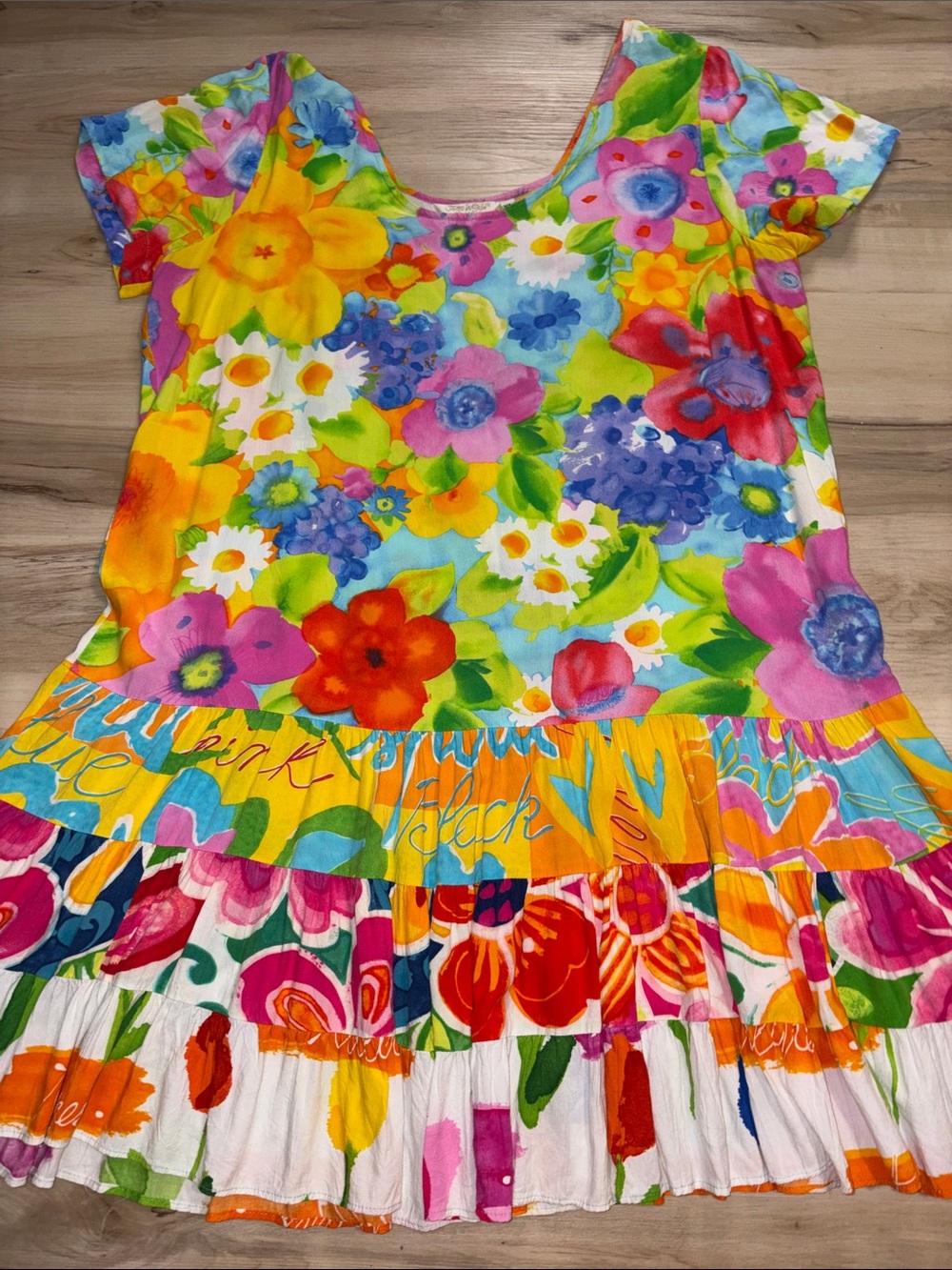 Jams World Hoki Poki Hattie Dress XL Flawless Vintage Floral Tiered 90s vacation